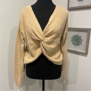 Abercrombie & Fitch Tan Reversible Twist Kitten Sweater NWT!